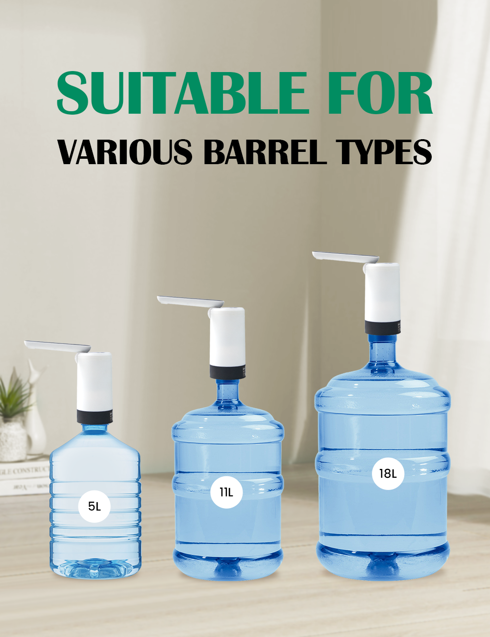 Portable USB Rechargeable Electric Water Dispenser (5-Gallon)